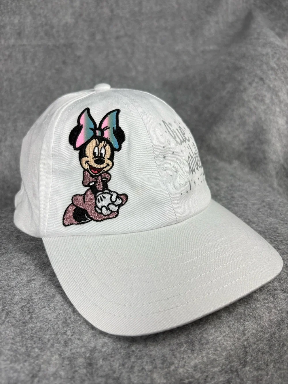 Disney Parks Minnie Mouse Live Sparkly White Youth Adjustable Hat